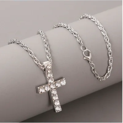 Cross Pendant Necklaces For Women Men Punk Hiphop Rope Chain On Neck Rapper Jewelry