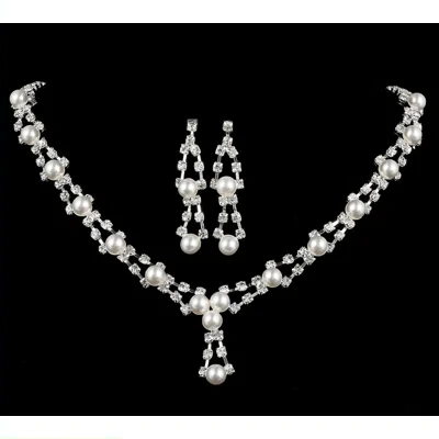 Simple bride jewelry full drill pearl necklace, wedding Rhinestone Necklace, married two sets of women