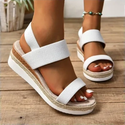 Peep Toe Plus Size Buckle Wedge Platform