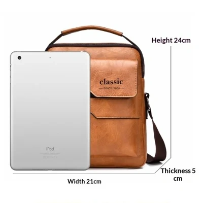 Popular Men's Messenger Bag One Shoulder Retro Business Backpack PU Leather Flaps Crossbody Bags Business Flap Male Solid Travel Bag