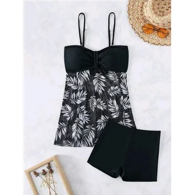 Swimsuit Split Boxers High Waist Mesh Women