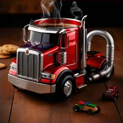 Durable Truck Coffee Mug Semi Truck Handcrafted Coffee Cup Semi-trailer Shaped Semi-Truck Coffee Mugs For Family