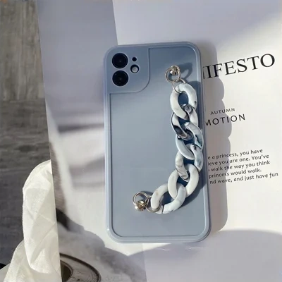 Compatible with Apple, Marble chain 12ProMax Apple iPhone11 photo frame glossy xr mobile phone case for 8p simple female