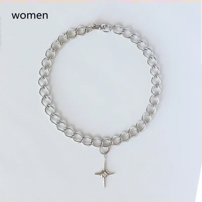 Metallic Cold Wind Cross Female Clavicle Chain Design Sense Cross Pendant Necklace Jewelry