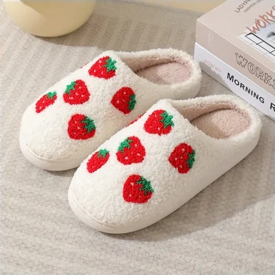 Comfortable Home Cute Cartoon Strawberry Winter Cotton Slippers