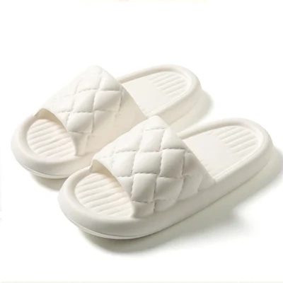 New Rhombus Home Slippers Summer Non-slip Floor Bathroom Slipper Lightweight Simple House Shoes For Women Men