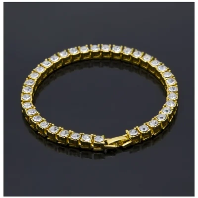 Tin Alloy Gold Color Iced Bracelet Men's Hip Hop Chain Street Rock Jewelry