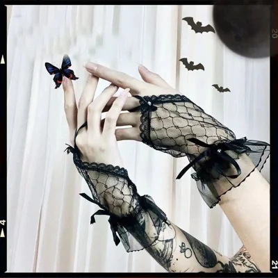 Mesh Lace Fingerless Bow Oversleeves Girl