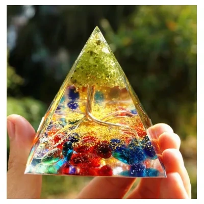 Natural Tiger Eye Orgonite Pyramid Healing Crystals Centerpiece Energy Generator Reiki Chakra Multiplier Orgone Amethyst Meditation
