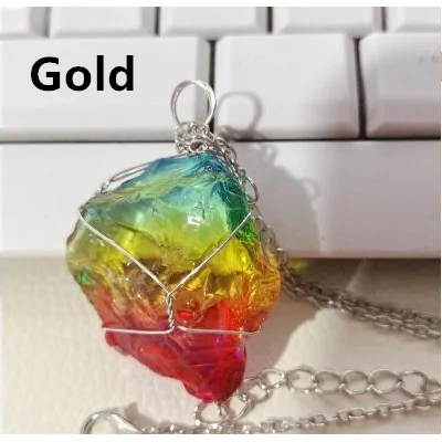 Rainbow Quartz Crystal Necklace