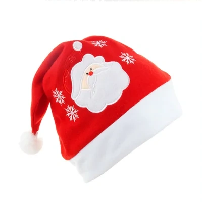 Cartoon Christmas Hat With Elk Santa Claus Embroidery Design Holiday Party Decoration Fuzzy Hat