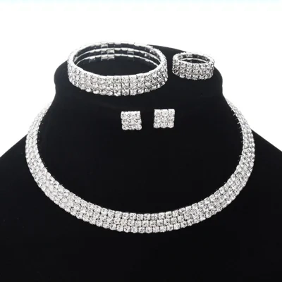 Exaggerated Claw Diamond Beaded Four-Piece Set Multilayer Necklace