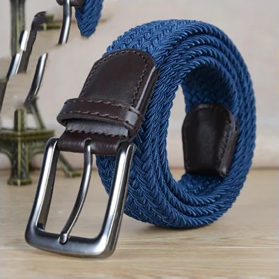 All-match Pin Buckle, Non-hole Elastic Adjustable Canvas Woven Trouser Belt