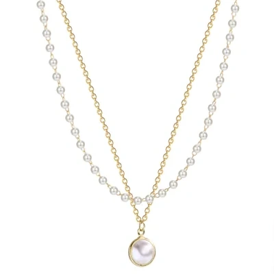Summer Double-layer Pearls Necklace INS Fashion Clavicle Chain Necklace Jewelry For Beach