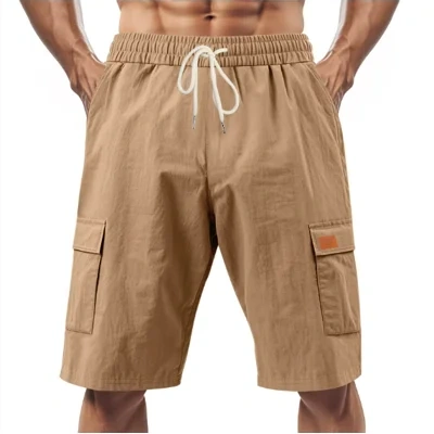 Loose Sports And Leisure Solid Color Linen Drawstring Shorts