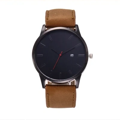 Men watch Fashion Business Large Dial Watch For Men's Matte Belt Simple Quartz Wrist Watch Men clock