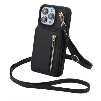 Creative Zipper Card Holder Crossbody Rope Phone Case