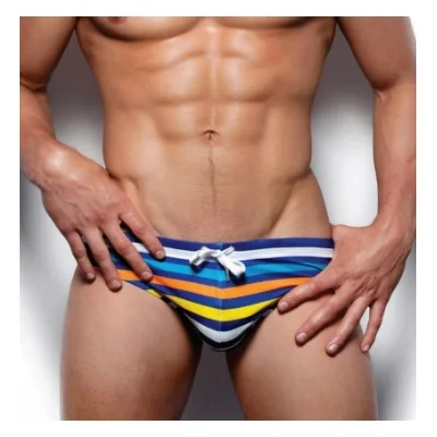 Men Striped swimwear with rope Brand man swimming trunks Beach Short Surfing Lashing sexy man triangular Hot sell summer