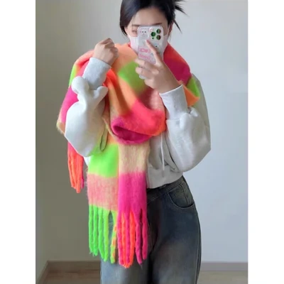 Dopamine Street Product Plaid Scarf Color Thickened