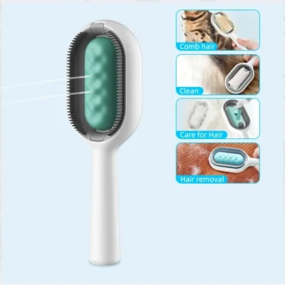 Cat Hair Brush With Water, Sticky Brush For Cats, 4 In-1 Cat Grooming Brush Creative Update Cat Dog Grooming Comb With Water Tank Double-Sided Hair