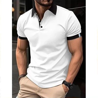 Men's Casual Button Solid Color Short Sleeves