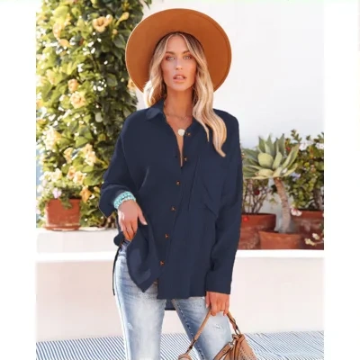 Women's Dropped Shoulder Bat Shirt Casual Long Sleeve Shirt