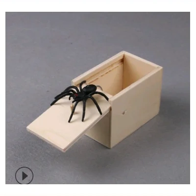 Prank Spider Wooden Scare Box Trick Play Joke Lifelike Surprise April Fools' Day Funny Novelty Toys Gags Practical Gifts