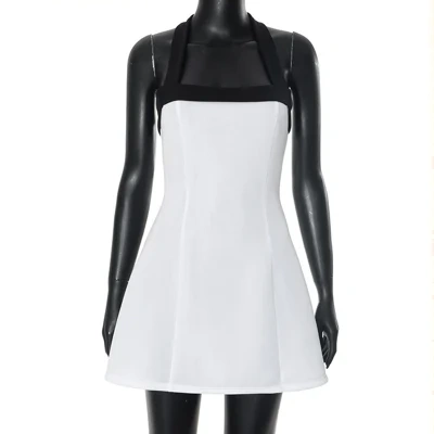 Sexy Black Halter Off Shoulder White Mini Dress Women Sleeveless Casual Vestido Spring Summer Lolita Y2K Clothes