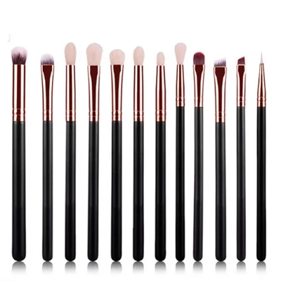 Black rose gold 12 makeup brush set