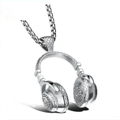 Titanium fashion music headset earplugs pendant necklace for men