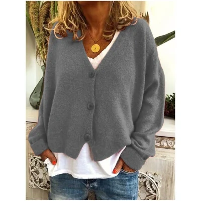 Women's Knit Cardigan Sweater Casual Long Sleeve Open Front Outerwear Top for Daily Wear