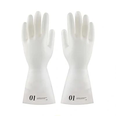 Long thickening nitrile light printing household dishwashing acid and alkali anti-slip anti-ripe latex rubber gloves