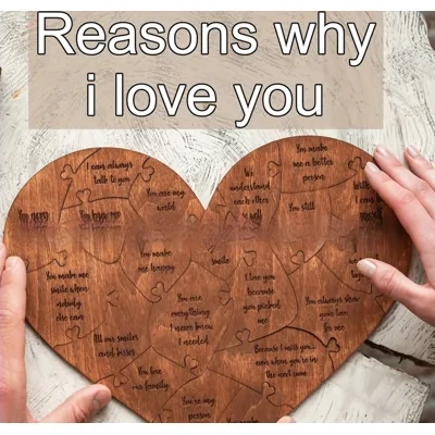 Reasons Why I Love You Wooden Heart Puzzle Romantic Love Jigsaw Puzzle Wedding Anniversary For Wife Husband Birthday Gifts Valentine's Day Gift