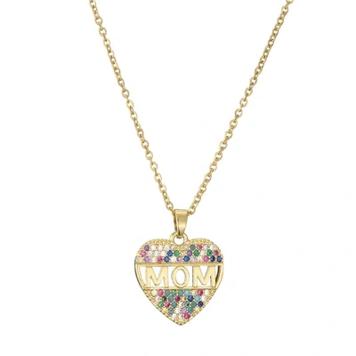 Mothers Day Gift Peach Heart MOM Pendant Necklace Copper